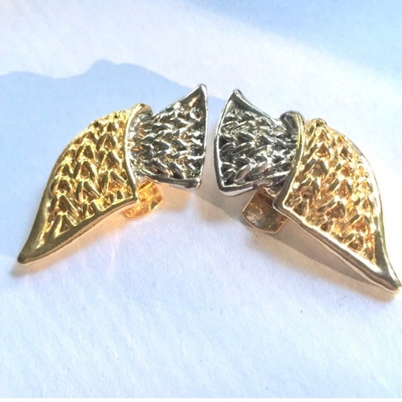 Added Extras NYC Shoe Clips Gold & Silvertone Textured - Picture 2 of 8